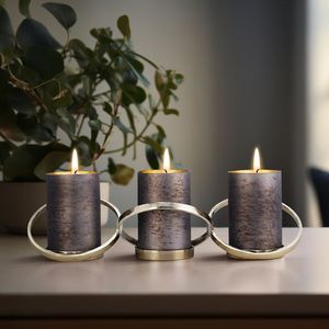 Modern Gold Metal Candle Holder Set with Glass <b>Hurricane</b> Votive Holders Elegant Tabletop <b>Lantern</b> Candle Stands for Home Wedding - Product Image 2