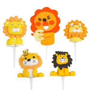 Cartoon Lion Cake Toppers Handmade Polymer Clay Animal Decorations For Birthday Children's Day Party Supplies - Product Image 4