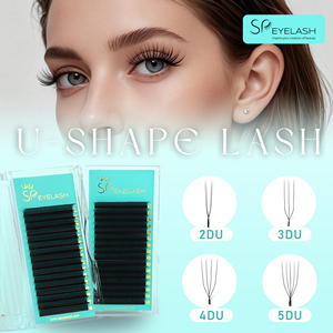 Extensions de <span class=keywords><strong>cils</strong></span> SP EYELASH 3D 4D 5D en forme de W, U, Clover, Y, 0,07 mm, double pointe, éventails préfabriqués C D, extensions de <span class=keywords><strong>cils</strong></span> marque privée - Product Image 2