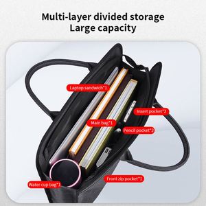 Quality Gray Waterproof Business <b>Briefcase</b> PU Leather Multi-functional Computer Conference Bags for Office Travel File Storage - Product Image 4