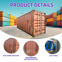 Conteneur maritime standard d'occasion de 20 pieds, conteneur de fret sec à usage général, coque pour stockage, projet de réaménagement personnalisé, ISO9001