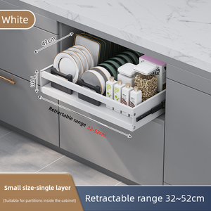 Panier de rangement <span class=keywords><strong>coulissant</strong></span> double multifonctionnel moderne pour cuisine, idéal pour vaisselle, assiettes, <span class=keywords><strong>épices</strong></span> et couverts en acier inoxydable – Vente chaude - Product Image 2