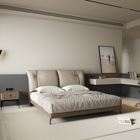 Lit double en bois flottant suspendu, style italien moderne, élégant et confortable