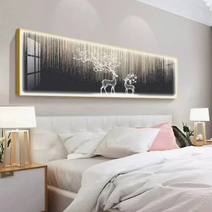 Décoration murale LED, peinture sur verre, motif <span class=keywords><strong>cheval</strong></span>, style luxueux, peinture unique sur verre trempé, décoration murale en porcelaine de cristal - Product Image 3
