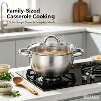 Ensemble de 2 ustensiles de cuisine modernes en acier inoxydable, écologiques, style américain, compatibles four, induction et gaz, lavables au lave-vaisselle
