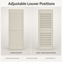 Volets en bois pour fenêtres de plantation, volets en bois à lamelles blanches, flux d'air naturel, contrôle de la lumière, volet pour l'intérieur de la maison