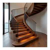 Lustre LED moderne en cantilever pour intérieur et extérieur, design en spirale incurvée pour escalier, avec matériaux en bois massif et en métal
