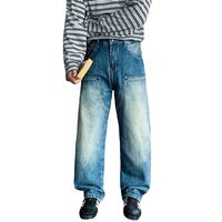 Jeans décontractés bleus de haute qualité, nouvelle tendance, pour hommes, coupe ample et polyvalente, pantalon décontracté tendance