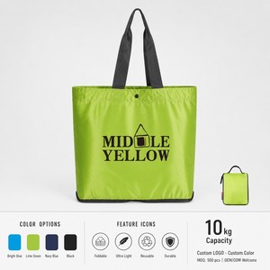 Vietnam Factory High Quality Ripstop Nylon Letter Pattern Waterproof Folding Tote Shopping Bags with Custom Logo - Product Image 4