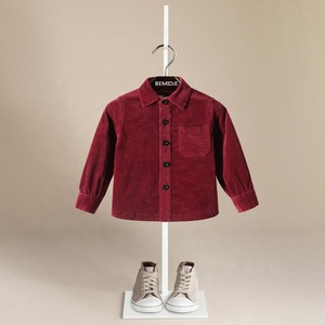Vêtements pour enfants BEMIDJI printemps-automne, 95% coton, velours côtelé respirant, décontracté élégant, manches longues, motif uni, col rabattu, pour garçons - Product Image 1