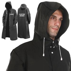 Imperméable unisexe en EVA personnalisé de haute qualité avec logo, vente en gros, veste imperméable épaissie pour femmes et hommes, noir, pour le camping - Product Image 1