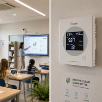 Moniteur de qualité de l'air intérieur Modbus de niveau B de conception professionnelle pour le contrôle de la température et de l'HR des COV CO2 PM2.5 d'affaires