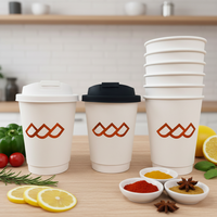 Gobelet en papier kraft à double paroi pour boissons chaudes, écologique et de qualité alimentaire, logo personnalisé accepté, gobelet en papier de 8/12/16 oz