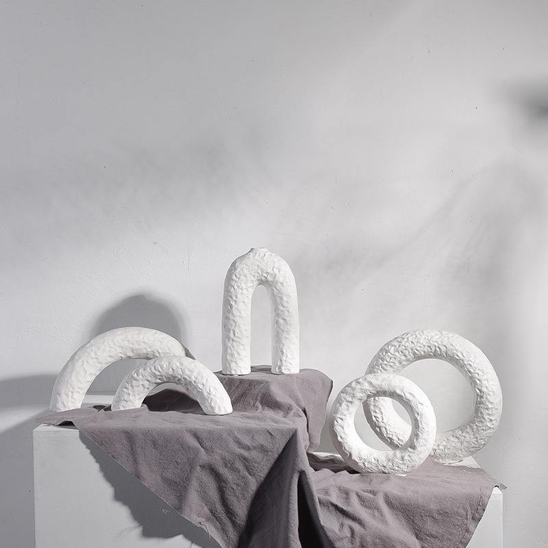 Msh Geometric Nordic Table Art Minimalist Small Modern Porcelain Wedding Flower Ceramic Vase For Decoration