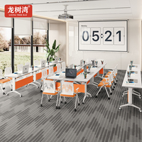 Mesa de Entrenamiento Moderna con Tapa Abatible, Escritorio Plegable para Conferencias con Ruedas, Muebles de Oficina Plegables para Sala de Capacitación
