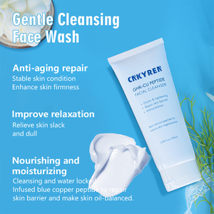 Organic Ghk-Cu Anti-invecchiamento viso Wash commercio all'ingrosso blu Peptide di rame detergente per il viso crema di acido ialuronico Formula di riparazione delle rughe - Product Image 4