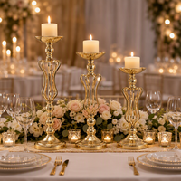 Photophore doré à taille fine, pot de fleurs de table, marqueur d'allée plaqué or de style européen pour la décoration de mariage et de fête