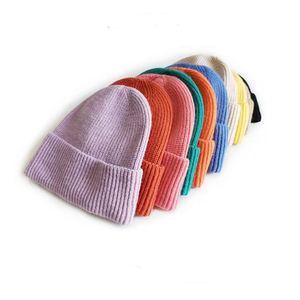 Bonnet tricoté à revers pour enfants, style coréen, couleur unie, personnalisé, pour l'hiver - Product Image 2
