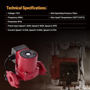 ปั๊มน้ำหมุนเวียน Talspity 115V 17 แกลลอนต่อนาที 3 ระดับความเร็ว สำหรับน้ำร้อน ใช้แทนปั๊มเดิม - Product Image 3