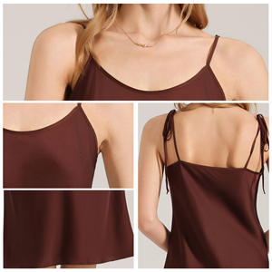 <span class=keywords><strong>Robe</strong></span> caraco en satin fin à cravate de couleur unie sans bretelles pyjamas/Homewear-3782 d'été respirant pour femmes - Product Image 3