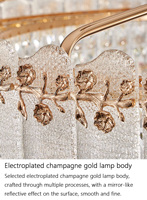 Lustre suspendu rond en cristal doré à trois couleurs avec variateur d'intensité pour chambre d'hôtel en Europe