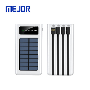 Chargeur de téléphone portable <span class=keywords><strong>Sun</strong></span> Shine avec 4 câbles, double sortie USB, 10000 mAh, charge rapide, powerbank solaire - Product Image 3