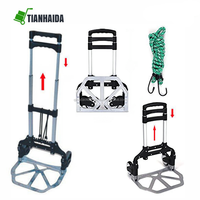 Chariot de bagages à main en aluminium silencieux, personnalisable OEM, avec roues en caoutchouc et fonction pliable pour monter les escaliers