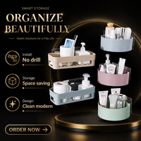 Étagère de rangement pour salle de bain sans perçage, support mural sans perforation, étagère simple en ABS sans coins pour salle de douche