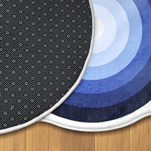 <span class=keywords><strong>Tappeto</strong></span> a Righe Stampato in 3D, <span class=keywords><strong>Tappeto</strong></span> Semicircolare da Comodino con Design del Logo - Product Image 5