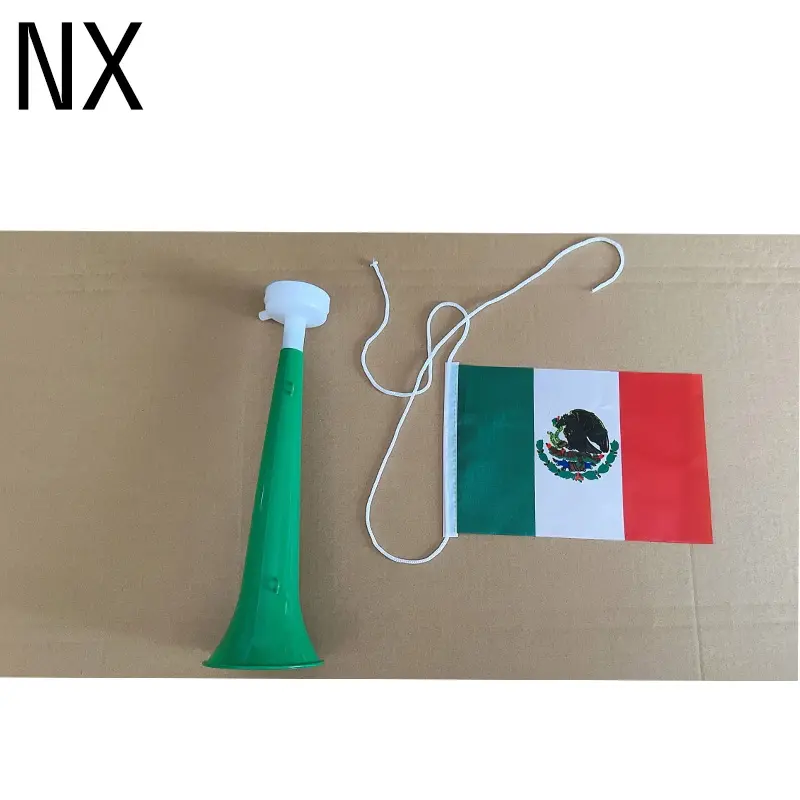 2023 Independence Day Holiday Generic Plastic Vuvuzela Cheering Horns Football Soccer Fan Trumpet With Mexico Flag