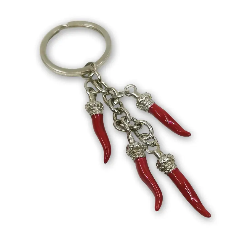 Custom Italy Tourist Souvenir chili peppers key chain zinc alloy Italy red chili pepper keyring 3d chili keychain metal