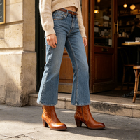 Nouvelles Bottines Décontractées Quotidiennes à Bout Rond pour Femme, Chaussures d'Hiver Noires Confortables à Talon Carré Épais