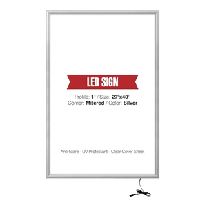 Snap <b>Frame</b> LED Advertising Light <b>Box</b> Sign Silver Aluminum <b>Frame</b> Wall Mount Lightbox Display with Anti Glare UV Protectant - Product Image 1