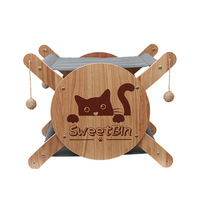 Lit pour chat en bambou rectangulaire à double étage personnalisable avec cadre en bois Design moderne tendance Amovible et lavable Emballé en boîte