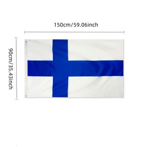 Drapeaux de la <span class=keywords><strong>Finlande</strong></span> 3x5 pieds en gros et drapeau blanc de la Croix-Blanche pour usage extérieur en tissu polyester imperméable - Product Image 1
