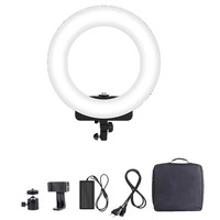 TRIOPO dudukan ponsel LED 18 inci, cincin lampu fotografi LED, tempat ponsel untuk YouTube Live & foto Studio, aksesoris