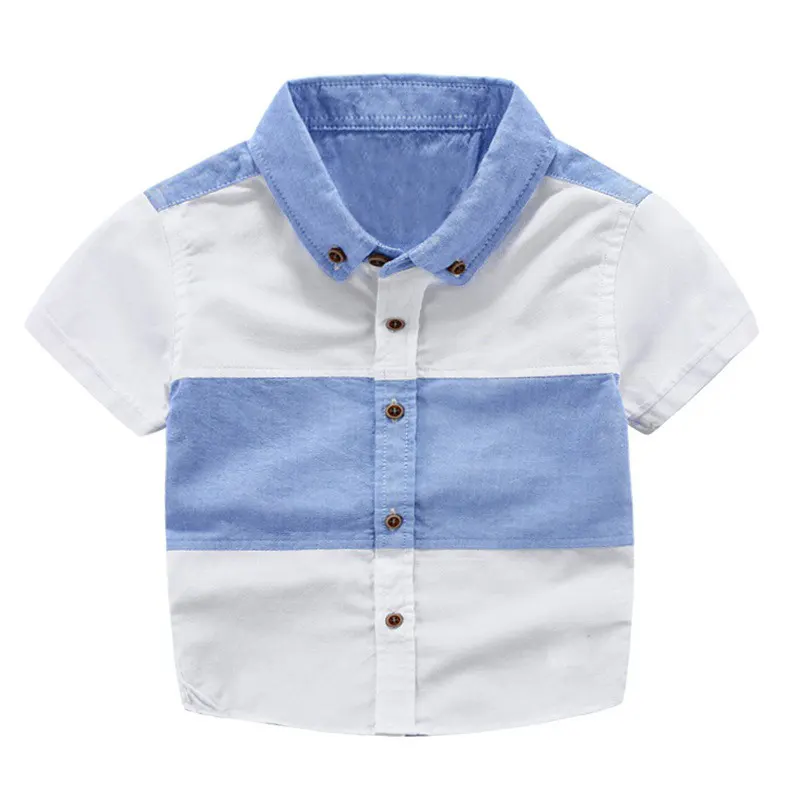 Children Clothes Summer Baby Boys Shirts Short Sleeve Kids Shirts for Boys Patchwork Shirt Kids