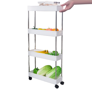 Étagères de rangement étroites pour cuisine, réglables, à quatre niveaux, de type debout, non pliables, écologiques, en plastique PP, gain de place - Product Image 1