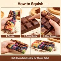 Jouet anti-stress populaire en PU en forme de barre de chocolat, motif défilant, amusant, au toucher doux, effet beurre de fromage, à rebond lent, vente en gros