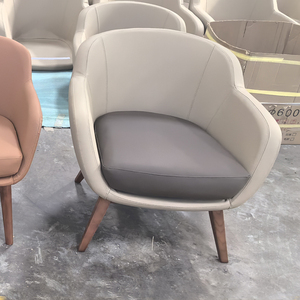 Ghế bành bọc vải màu xám hiện đại, ghế nghỉ bằng da với chân gỗ chắc chắn, dùng cho phòng khách, phòng ngủ, văn phòng. - Product Image 3