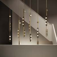 Lustre d'escalier moderne pendentifs lumières lampe de restaurant grand plafonnier nordique
