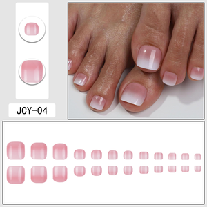 Vente en gros de 24 <span class=keywords><strong>faux</strong></span> <span class=keywords><strong>ongles</strong></span> de pieds à presser, motifs dégradés et français, pour nail art - Product Image 6