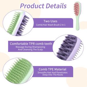 New Design Double-sided Hair Washing Brush Massager Silicone Nylon Toothed <b>Belt</b> Handle Smooth Hair Massage Scalp Brush - Product Image 3