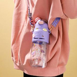 Botella de Agua Personalizada de 750 ml con Forma de Dibujo Animado, con Pajita, Portátil, con Correa para el Hombro, para el Verano - Product Image 6