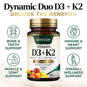 Premium Healthcare Vitamine D3 K2 Softgel <span class=keywords><strong>Capsules</strong></span> 100.000 IE/G Calcium Magnesium Zink Ondersteuning voor botten en gewrichten Verbeterde botdichtheid - Product Image 2