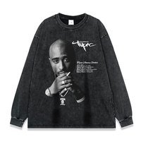 Camiseta de Manga Corta Holgada Estilo Hip Hop Rap, Impresa con Spray Directo, Marca de Moda, Lavada, Resistente, Estilo Americano