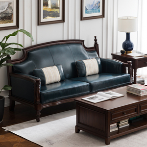 Distinguished Blue Three Seat for Solid Wood Living Room Furniture <b>Large</b> Apartment 2023 New Style YK-13B Three Seat Living Room - Product Image 1
