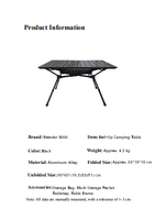 Table de camping pliante portable en alliage d'aluminium à hauteur réglable avec poche de rangement en filet pour pique-nique en extérieur