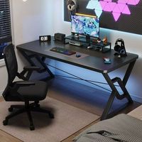 Bureau d'ordinateur moderne, table de jeu renforcée, table de jeu avec trous de câblage, plateau élargi, bureau simple pour chambre et étude