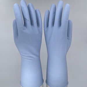 ถุงมือยางลาเท็กซ์กันน้ำสีพาสเท<span class=keywords><strong>ล</strong></span>สีฟ้าอ่อนใช้ในครัวเรือนถุงมือทำความสะอาดจานแบบใช้ซ้ำได้ถุงมือล้างจานสำหรับห้องครัวสมัยใหม่ - Product Image 4